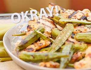 Grilled Lemon-Garlic Chicken with Grilled Okra